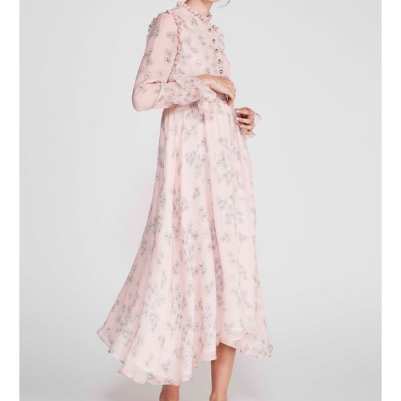 Macgraw pink sheer floral pink maxi dress - Picture 4 of 14